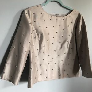 Classic Talbots zipper-back top with pearls